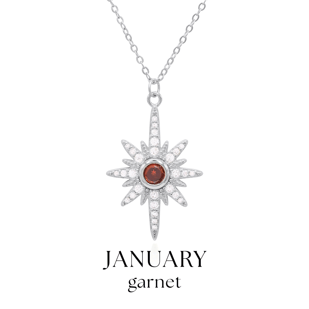Heidi North Star Birthstone Necklace | 925 Sterling Silver
