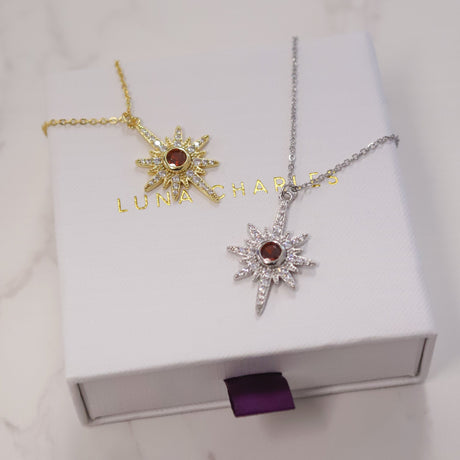 Heidi North Star Birthstone Necklace | 925 Sterling Silver