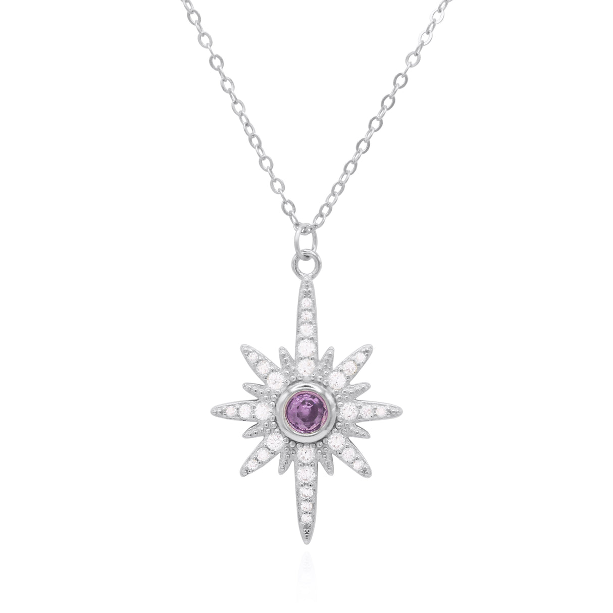 Heidi North Star Birthstone Necklace | 925 Sterling Silver