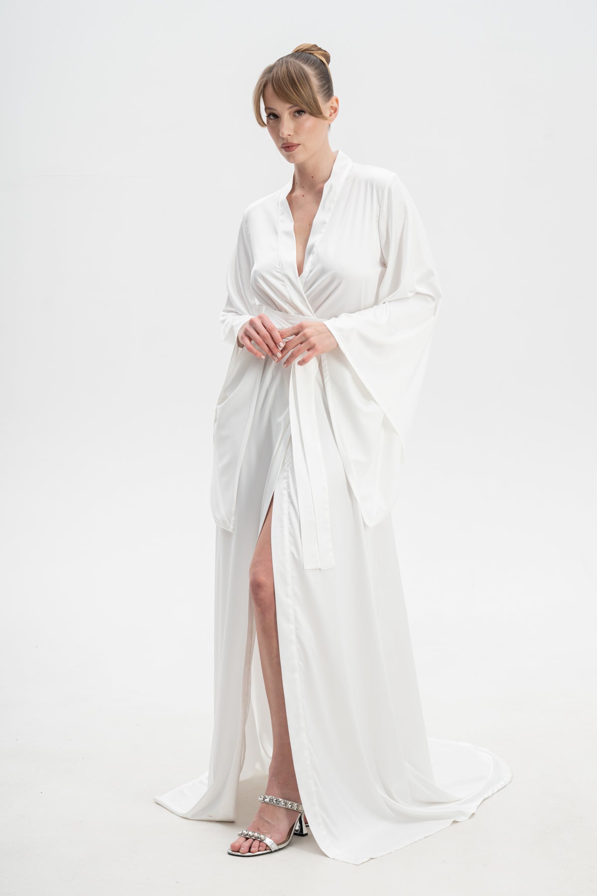Long Satin Dressing Gown With Train