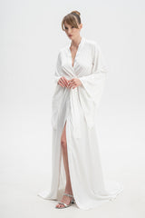 Long Satin Dressing Gown With Train