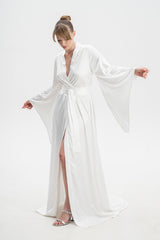 Long Satin Dressing Gown With Train
