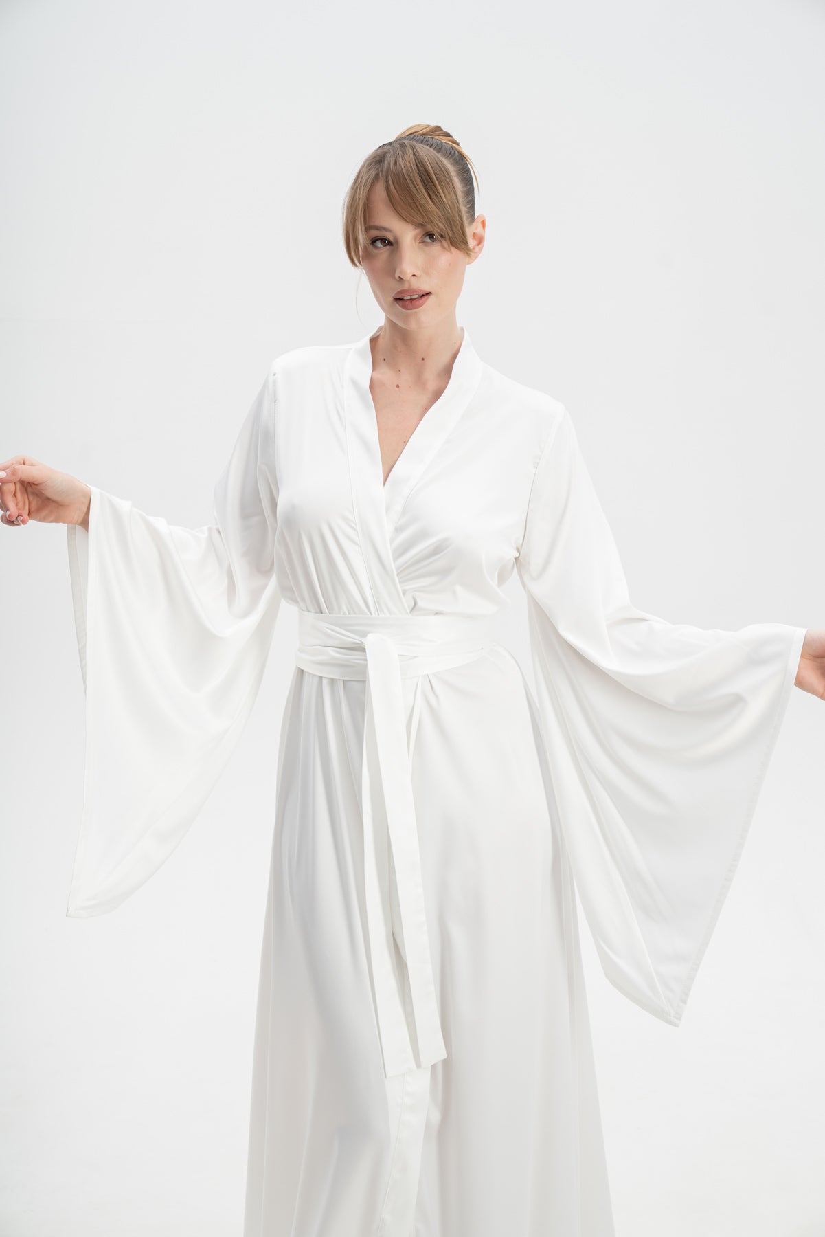 Long Satin Dressing Gown With Train