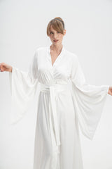 Long Satin Dressing Gown With Train