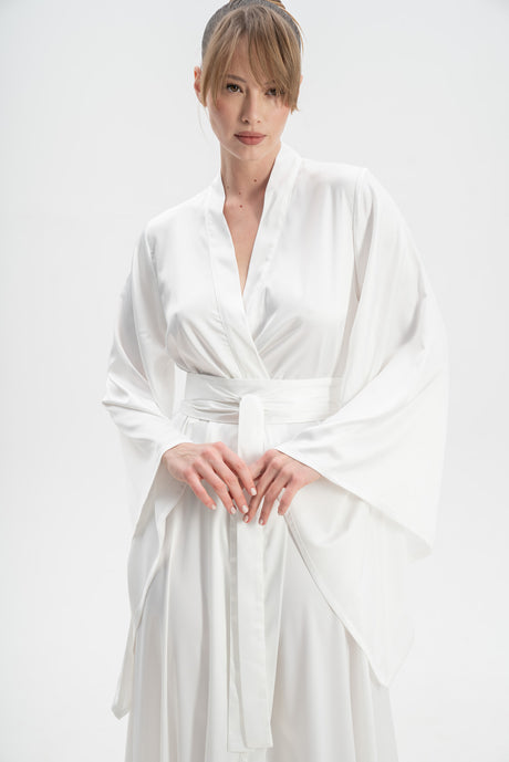 Long Satin Dressing Gown With Train