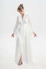 Long Satin Dressing Gown With Train