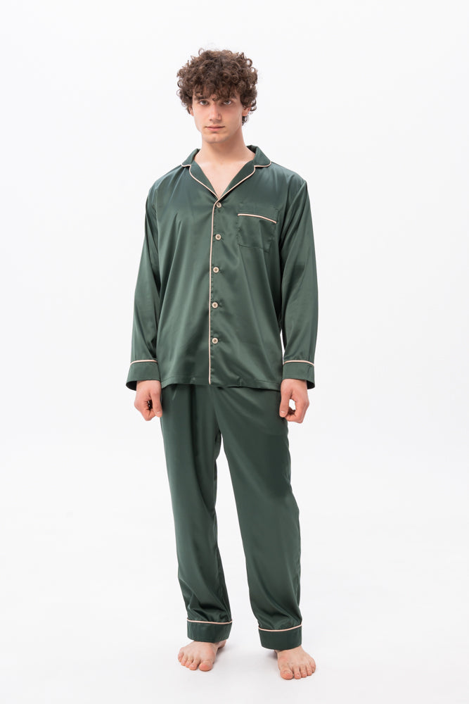 Green Men's Satin Pyjamas