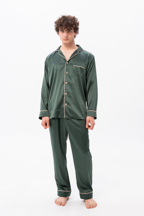 Green Men's Satin Pyjamas