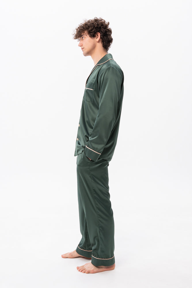 Green Men's Satin Pyjamas