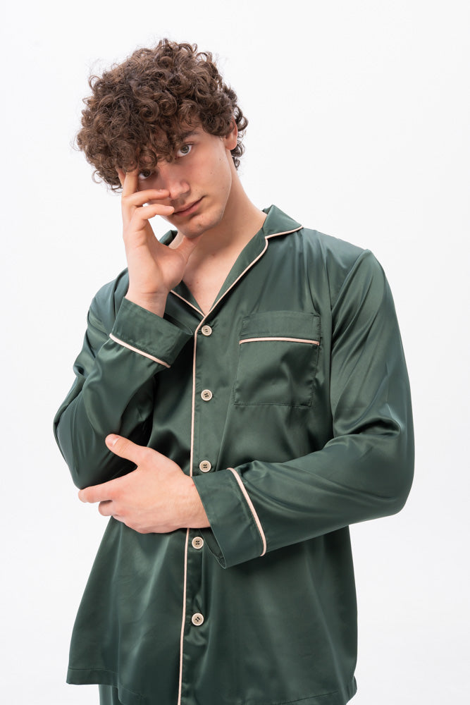 Green Men's Satin Pyjamas