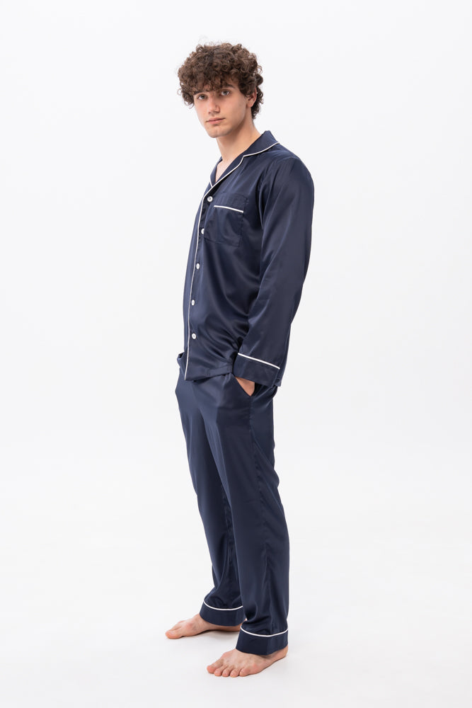 Navy Men’s Satin Pyjamas