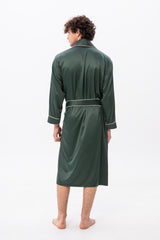 Green Men's Satin Dressing Gown