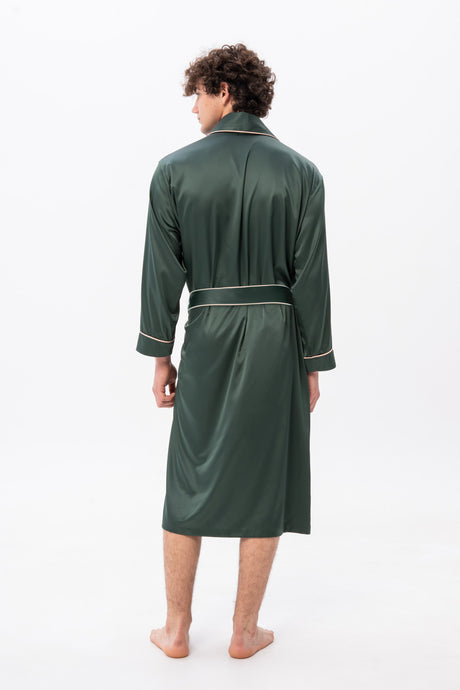 Green Men's Satin Dressing Gown