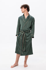 Green Men's Satin Dressing Gown