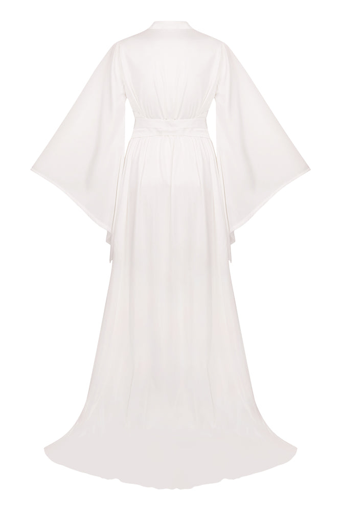 Long Satin Dressing Gown With Train