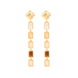 Rectangular Earthy Tone Drop Clover Stud Earring