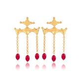 Ruby Bead Drop Earrings