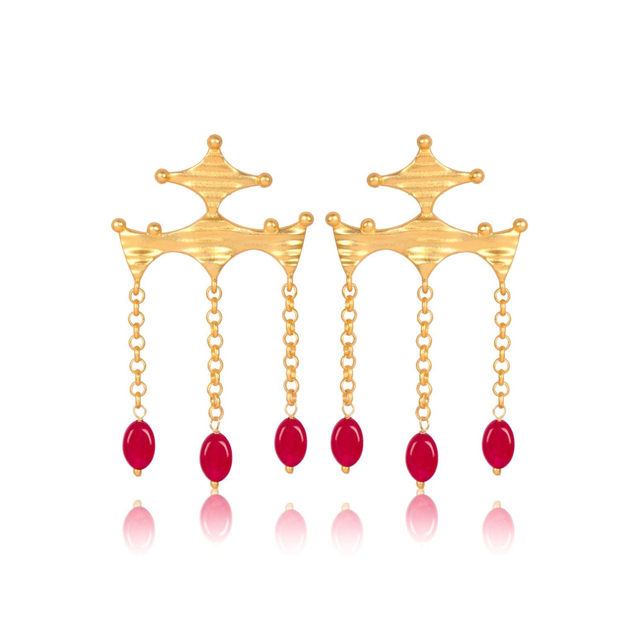 Ruby Bead Drop Earrings