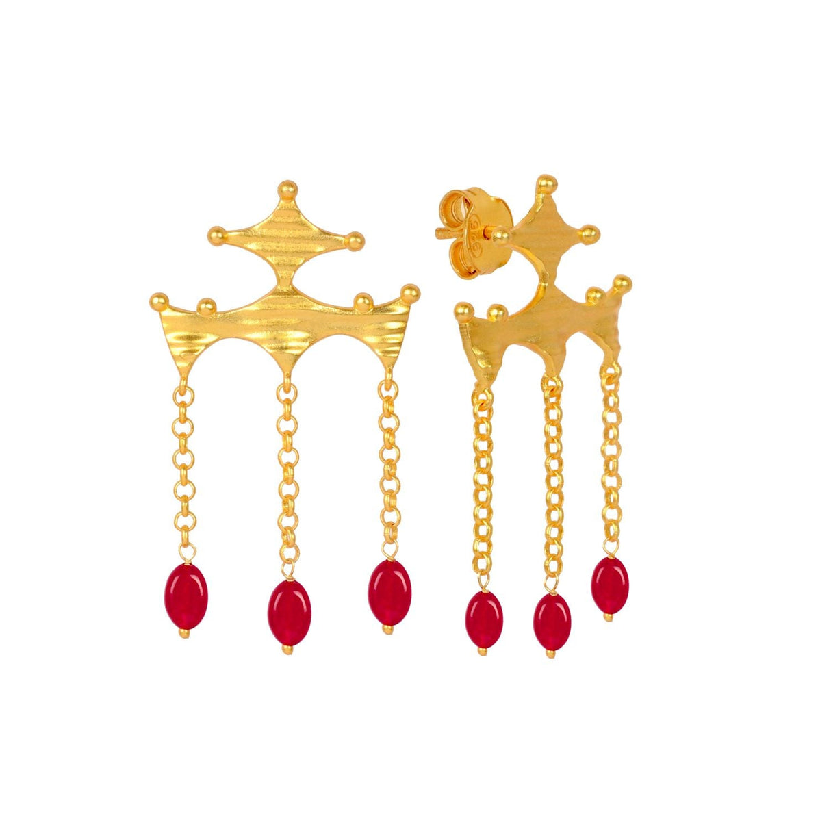 Ruby Bead Drop Earrings
