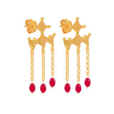 Ruby Bead Drop Earrings