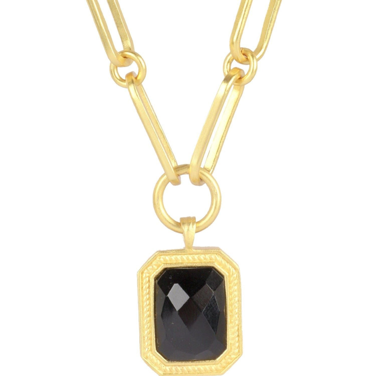 Paperclip Chain Rectangular Black Crystal