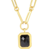 Paperclip Chain Rectangular Black Crystal