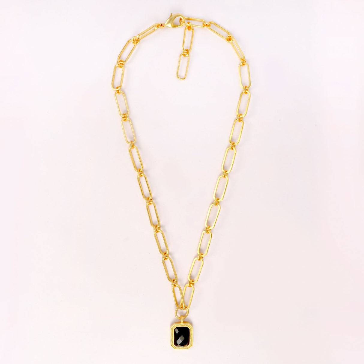 Paperclip Chain Rectangular Black Crystal