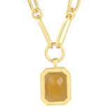 Paperclip Chain Rectangular Citrine Crystal Necklace