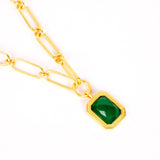 Paperclip Chain Rectangular Green Emerald  Crystal