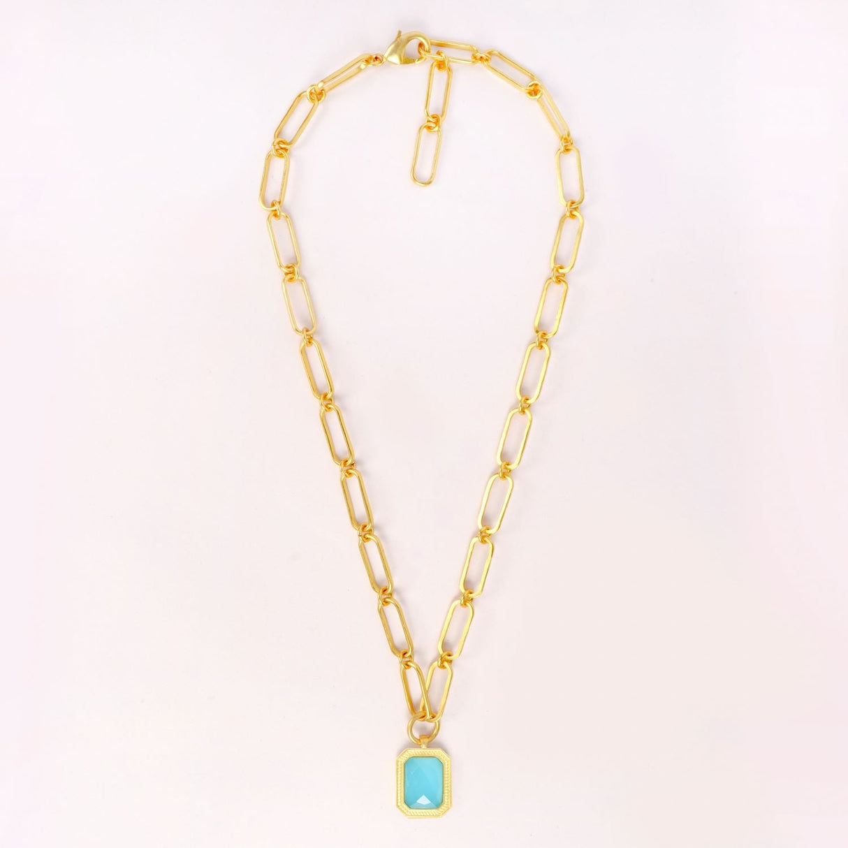 Paperclip Chain Rectangular Bahamain Blue Crystal