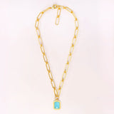 Paperclip Chain Rectangular Bahamain Blue Crystal