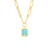 Paperclip Chain Rectangular Bahamain Blue Crystal