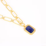 Paperclip Chain Rectangular Blue Sapphire Crystal