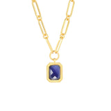 Paperclip Chain Rectangular Blue Sapphire Crystal