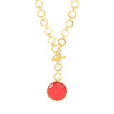 Dazzling Ruby Red Crystal With Loop Chain & T Lock