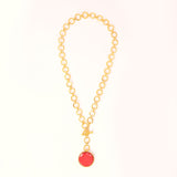 Dazzling Ruby Red Crystal With Loop Chain & T Lock