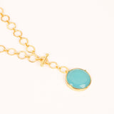 London Blue Crystal Pendant With Loop Chain & T-Lock