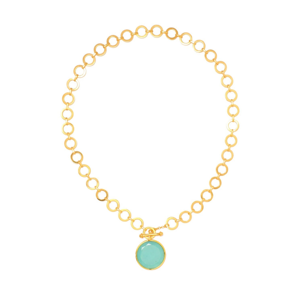 London Blue Crystal Pendant With Loop Chain & T-Lock