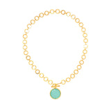 London Blue Crystal Pendant With Loop Chain & T-Lock
