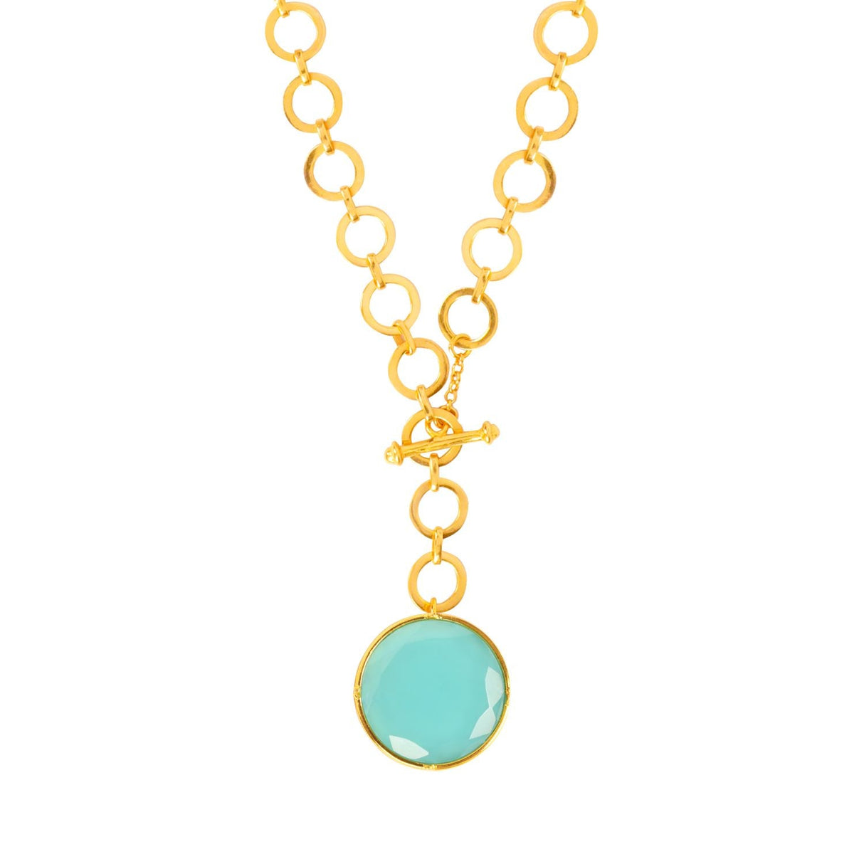 London Blue Crystal Pendant With Loop Chain & T-Lock