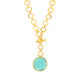 London Blue Crystal Pendant With Loop Chain & T-Lock