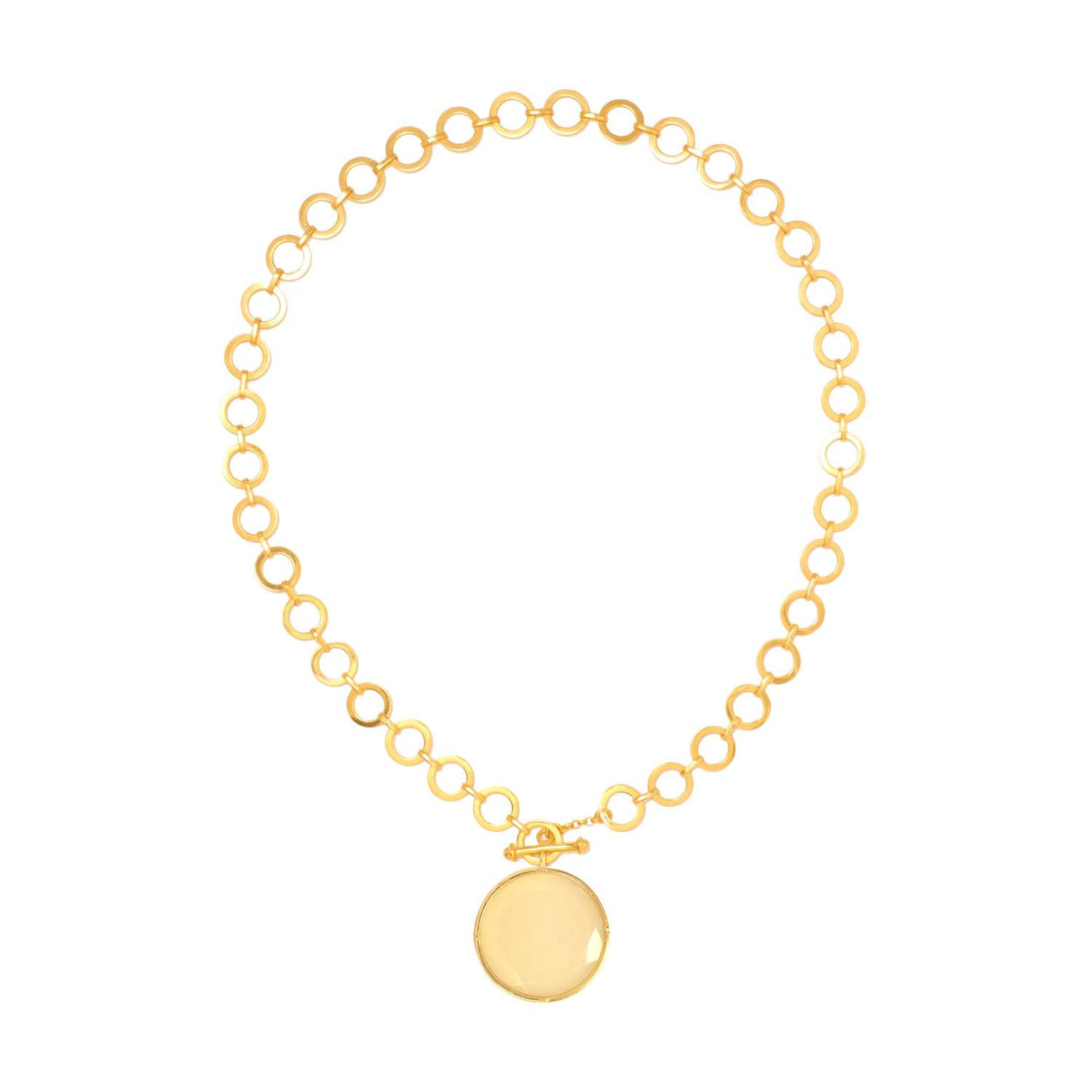 Sparkling White Crystal Pendant With Loop Chain & T Lock