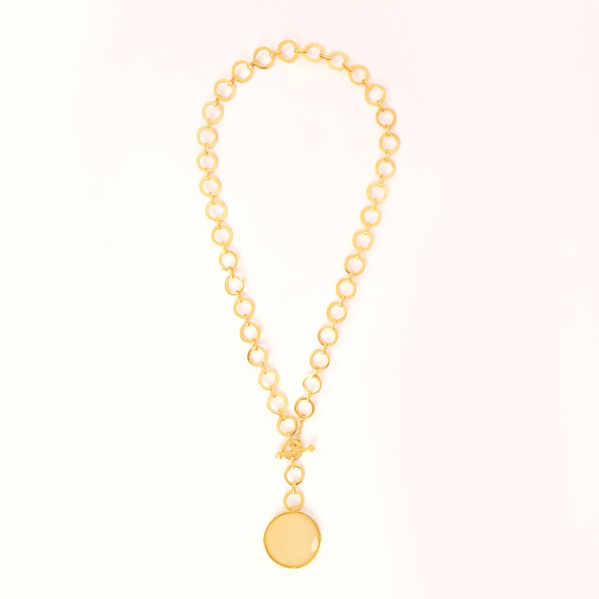 Sparkling White Crystal Pendant With Loop Chain & T Lock
