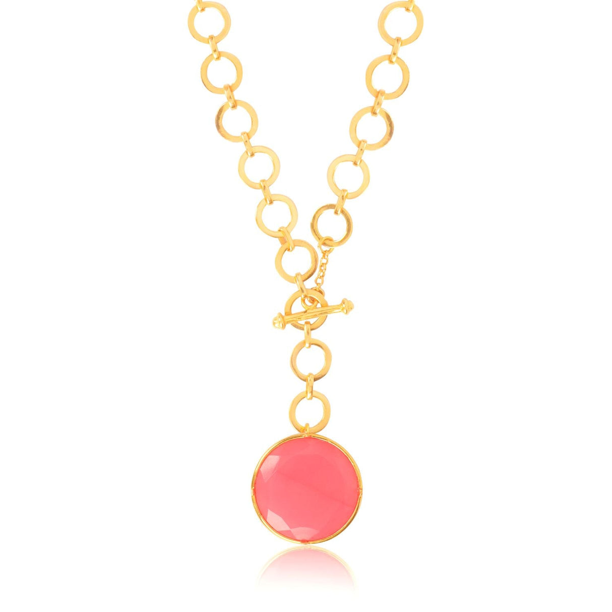 Blushing  Pink Crystal With Loop Chain & T Lock