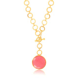 Blushing  Pink Crystal With Loop Chain & T Lock