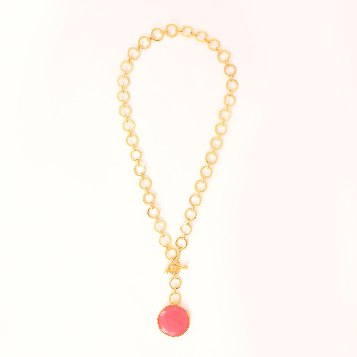 Blushing  Pink Crystal With Loop Chain & T Lock
