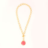 Blushing  Pink Crystal With Loop Chain & T Lock