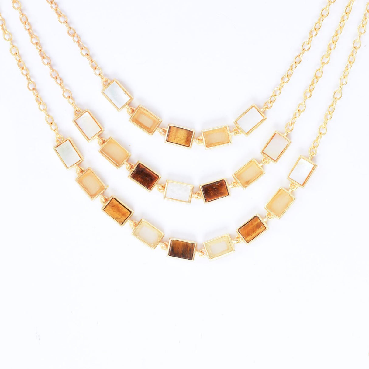 Earthy Tone Triple Layer Necklace