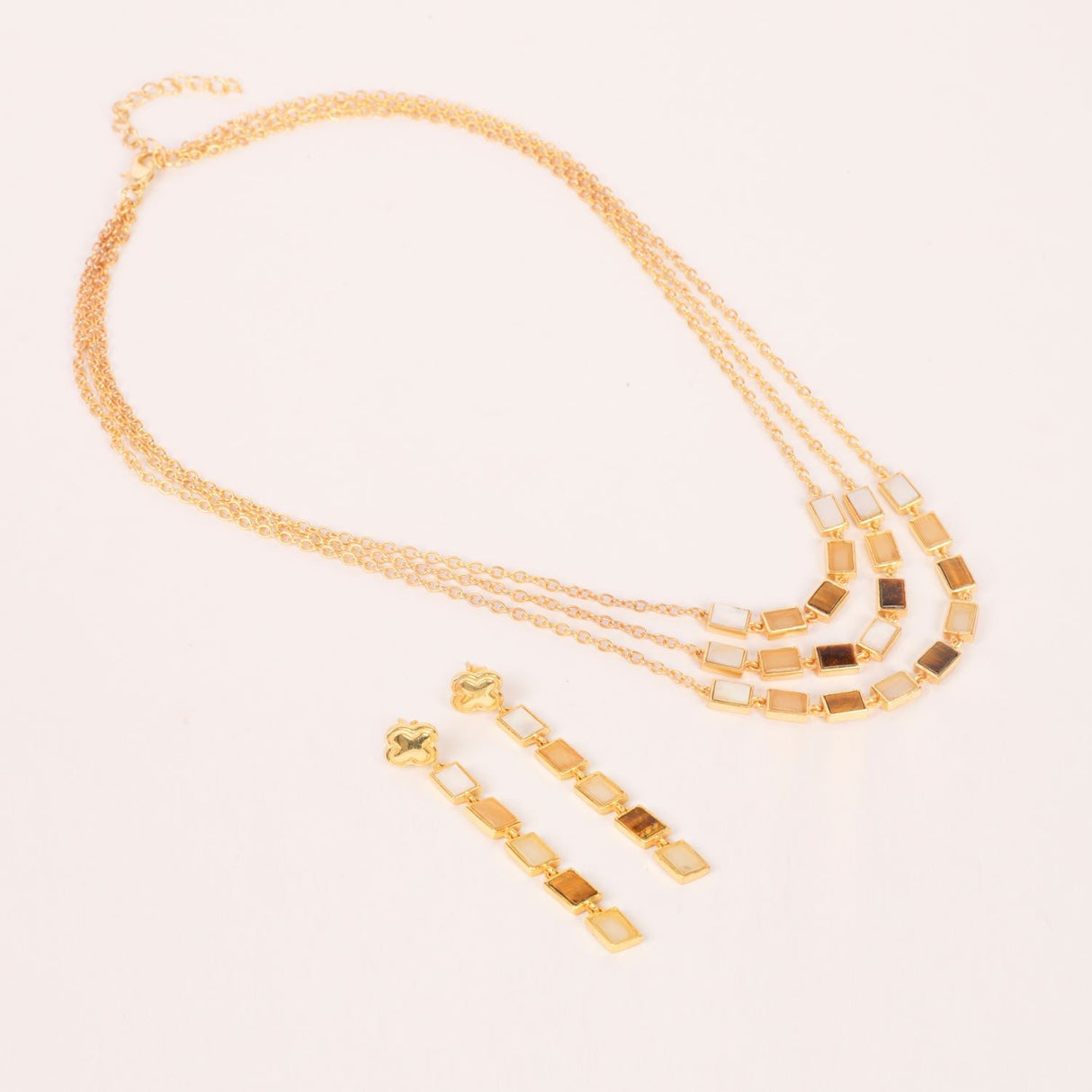 Earthy Tone Triple Layer Necklace