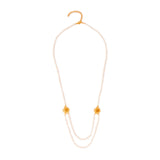 Long Pearl Statement Necklace With Clover